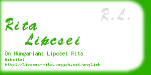 rita lipcsei business card